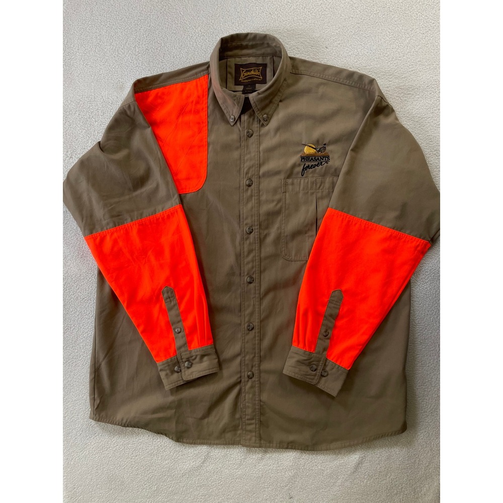 Gamehide Mens Extra Large Hunting Shirt Brown Blaze Orange Pheasants Forever SST